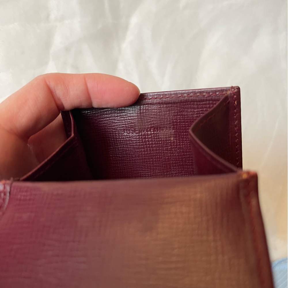 Cartier Leather Coin Purse Snap Jewelry Pouch Bordeaux Gold Hardware Vintage - Picture 5 of 6